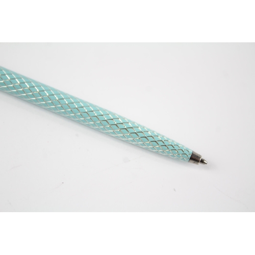 482 - TIFFANY & CO. Blue Lacquer & .925 Sterling Detail Ballpoint / Biro WRITING (14g)