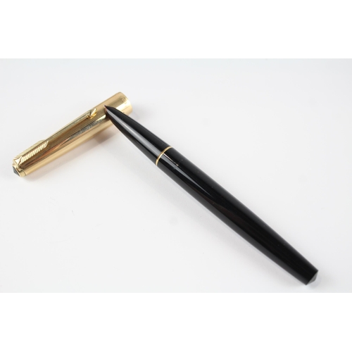 483 - Vintage PARKER 51 Black Fountain Pen w/ 14ct Gold Nib, Gold Plate Cap WRITING