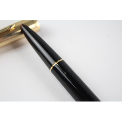 483 - Vintage PARKER 51 Black Fountain Pen w/ 14ct Gold Nib, Gold Plate Cap WRITING