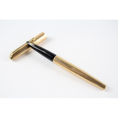 491 - Vintage PARKER 61 Gold Plated Casing Fountain Pen w/ 14ct Gold Nib WRITING (23g)