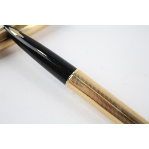 491 - Vintage PARKER 61 Gold Plated Casing Fountain Pen w/ 14ct Gold Nib WRITING (23g)