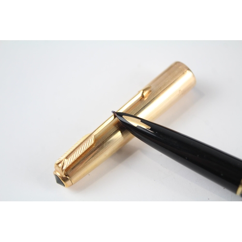 492 - Chalk Marked Vintage PARKER 61 Black Fountain Pen w/ 14ct Gold Nib Writing Box