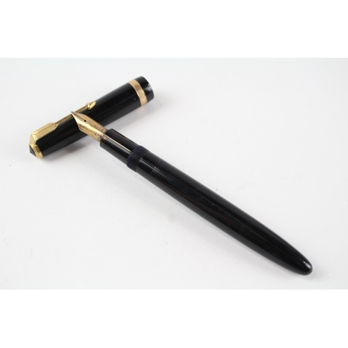 493 - Vintage PARKER Maxima Black Fountain Pen w/ 14ct Gold Nib WRITING