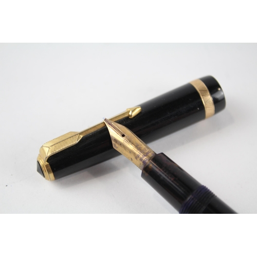 493 - Vintage PARKER Maxima Black Fountain Pen w/ 14ct Gold Nib WRITING