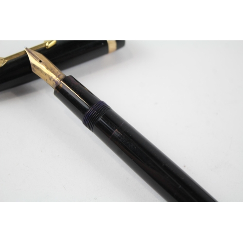 493 - Vintage PARKER Maxima Black Fountain Pen w/ 14ct Gold Nib WRITING