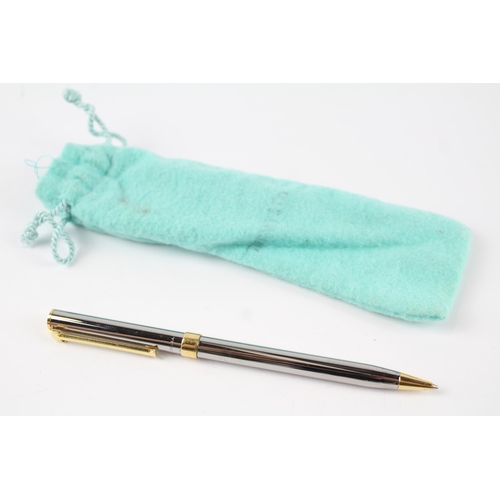 498 - TIFFANY & CO. Chrome & Gold Plate Ballpoint Pen / Biro WRITING