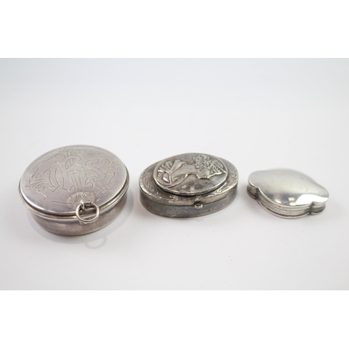 296 - 3 x .925 sterling pill / trinket boxes