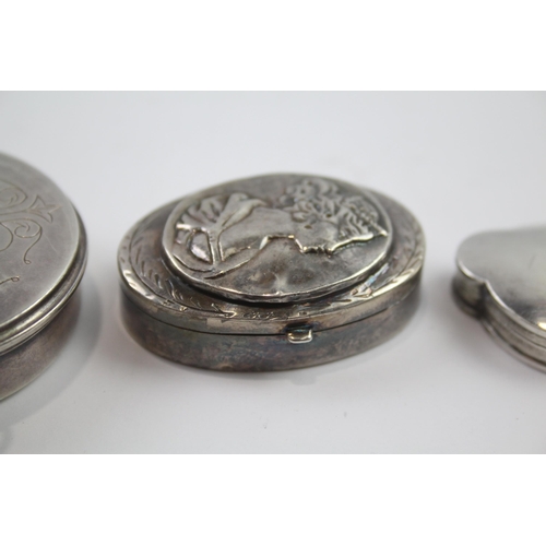 296 - 3 x .925 sterling pill / trinket boxes