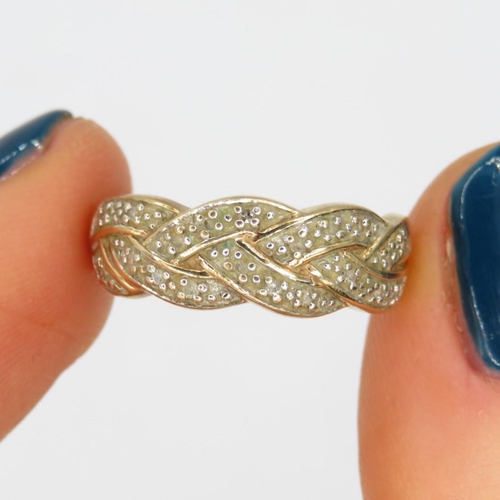 9 - 9ct gold diamond weave dress ring (2g) Size  K