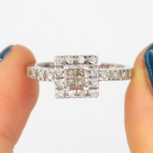 54 - 9ct white gold diamond cluster dress ring (3.7g) Size  R