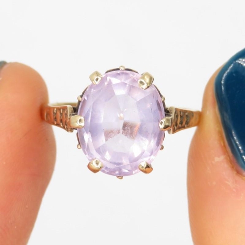 165 - 9ct gold amethyst vintage dress ring (2.9g) Size  L