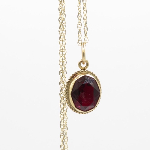 9ct gold garnet pendant necklace (1.6g)