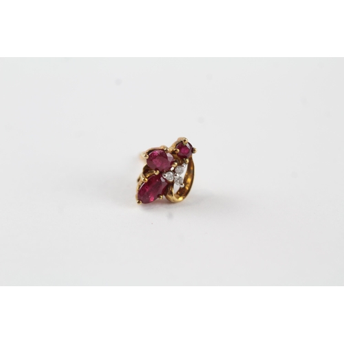 110 - 9ct gold ruby & diamond stud earrings (1.4g)