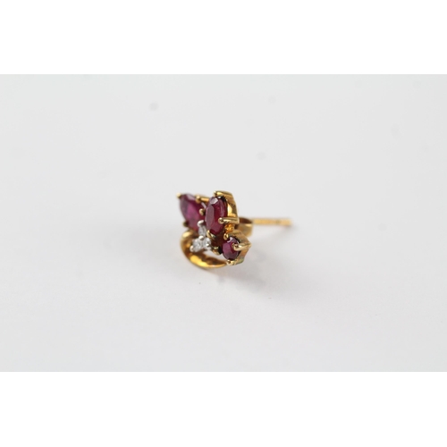 110 - 9ct gold ruby & diamond stud earrings (1.4g)