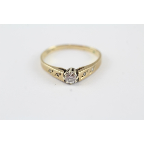 112 - 9ct gold vintage diamond solitaire (1.9g) Size  Q 1/2