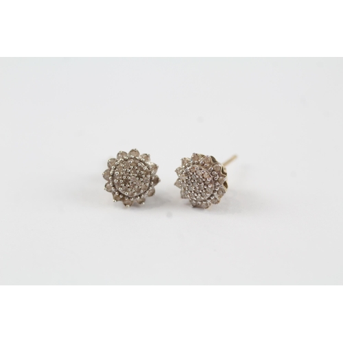 115 - 9ct gold diamond cluster stud earrings (1.2g)