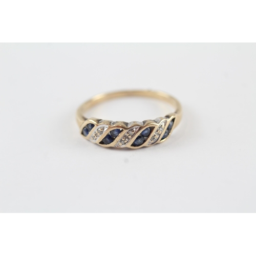 135 - 9ct gold sapphire & diamond vintage ring (2.2g) Size  Q 1/2