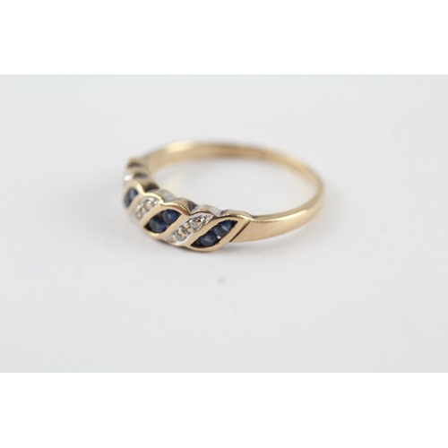 135 - 9ct gold sapphire & diamond vintage ring (2.2g) Size  Q 1/2