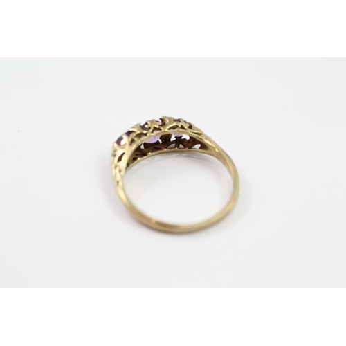 140 - 9ct gold amethyst & CZ antique ring (2.3g) Size  R