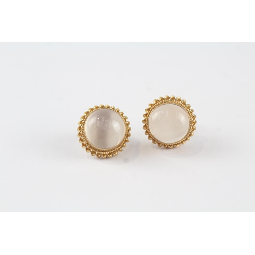 155 - 9ct gold moon stone vintage earrings (3.2g)