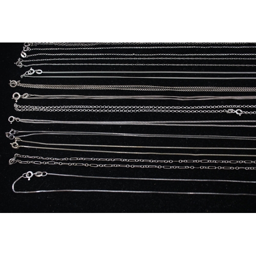 158 - A collection of silver chain necklaces including Figaro