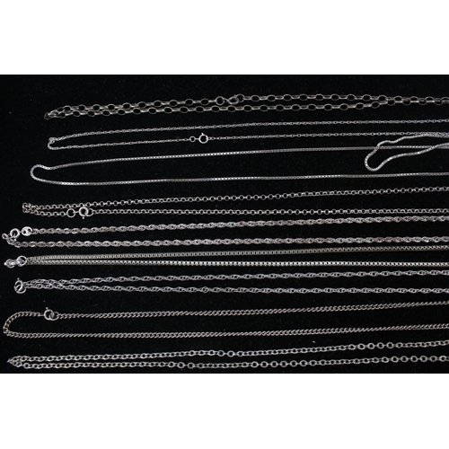 162 - A collection of silver chain necklaces including rope