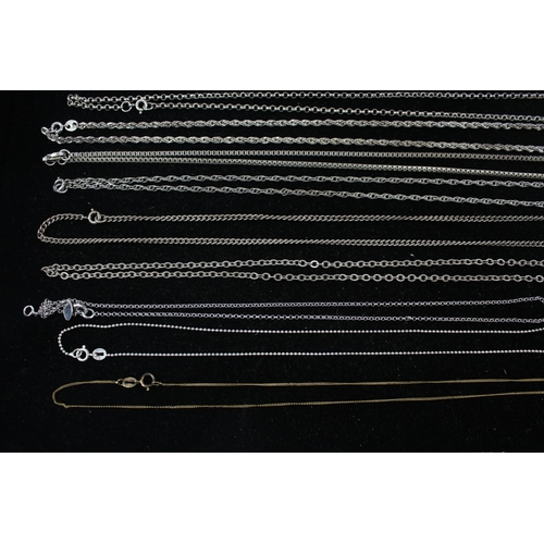 162 - A collection of silver chain necklaces including rope