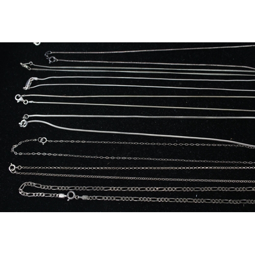 163 - A collection of silver chain necklaces including snake