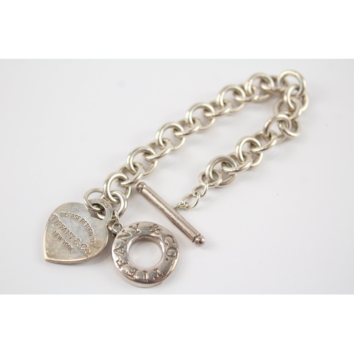 164 - Silver bracelet with heart tag by designer Tiffany & Co