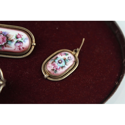 165 - Floral enamel jewellery set in box