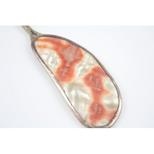 169 - Silver modernist torque necklace with Abalone pendant