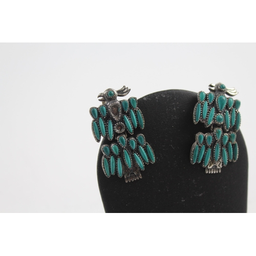 177 - Silver Thunderbird clip on earrings by Ancrest