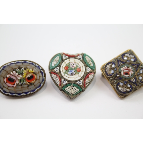 178 - Four vintage micro mosaic brooches