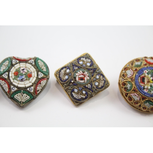 178 - Four vintage micro mosaic brooches