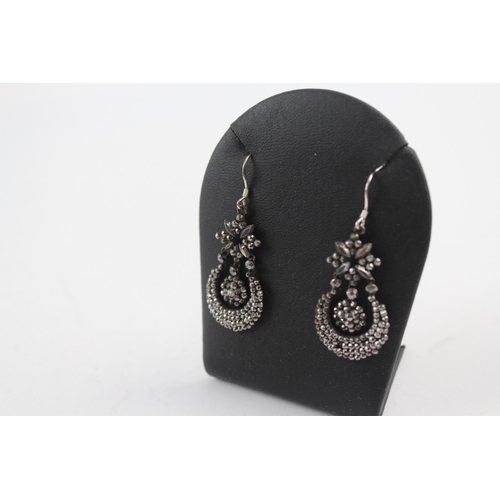 191 - Antique cut steel earrings with silver hooks