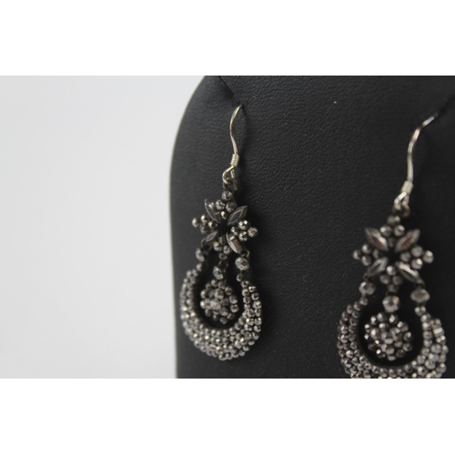 191 - Antique cut steel earrings with silver hooks