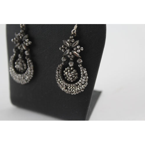 191 - Antique cut steel earrings with silver hooks