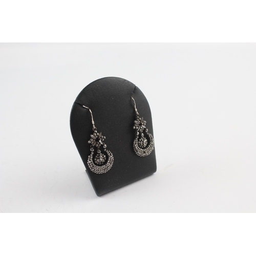 191 - Antique cut steel earrings with silver hooks