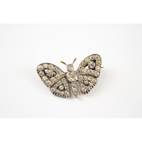 199 - Silver antique butterfly brooch set with paste