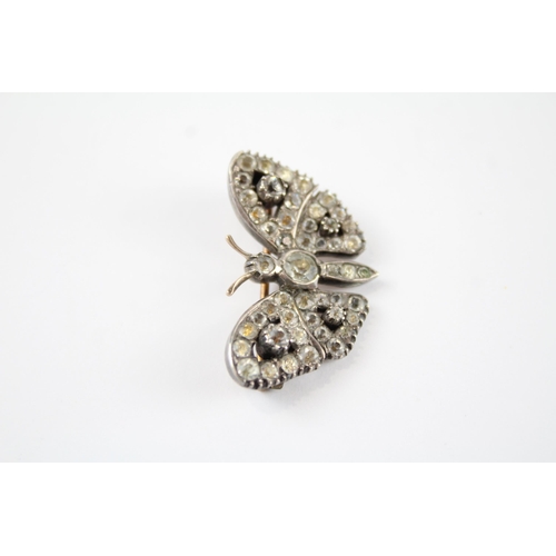 199 - Silver antique butterfly brooch set with paste