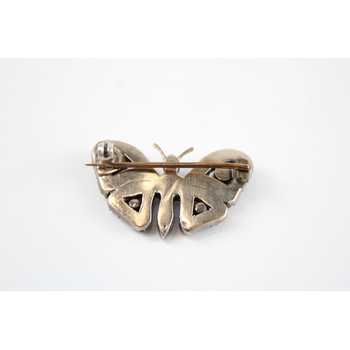 199 - Silver antique butterfly brooch set with paste