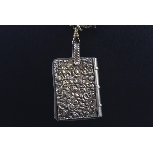 202 - Antique watch chain converted necklace with book diffuser