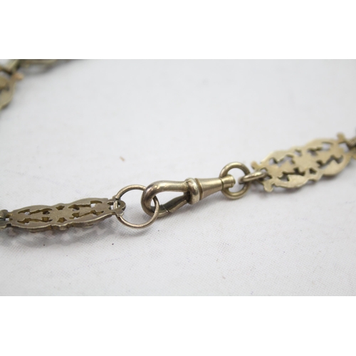 202 - Antique watch chain converted necklace with book diffuser