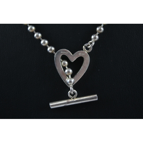 208 - Silver necklace with heart toggle clasp by designer Gucci