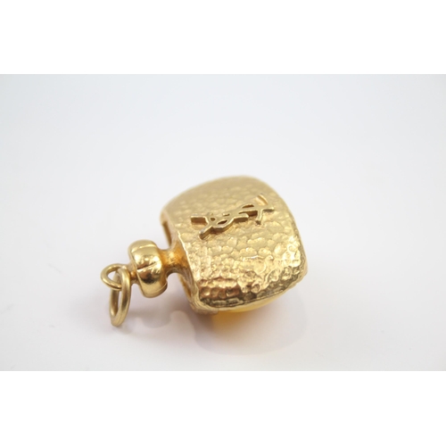 215 - Gold tone perfume bottle design pendant by designer YSL