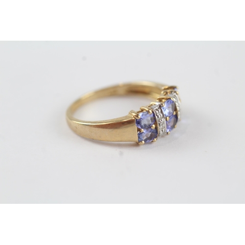 72 - 9ct gold diamond & tanzanite dress ring (2.7g) Size  P