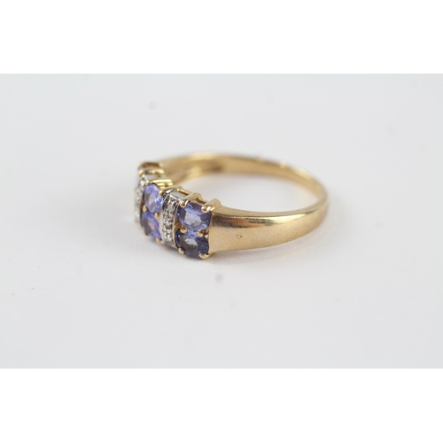 72 - 9ct gold diamond & tanzanite dress ring (2.7g) Size  P