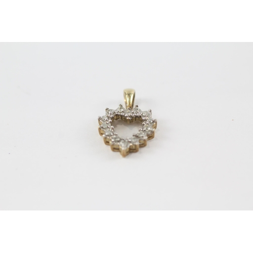 73 - 3 x 9ct gold diamond pendants inc. heart & wing (3.2g)