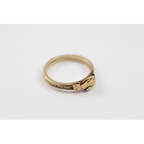 78 - 9ct gold antique grimmel fede holding hands ring - as seen (2.1g) Size  J 1/2