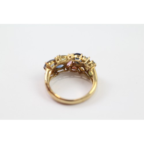 156 - 9ct gold diamond & sapphire cluster ring (3.9g) Size  N